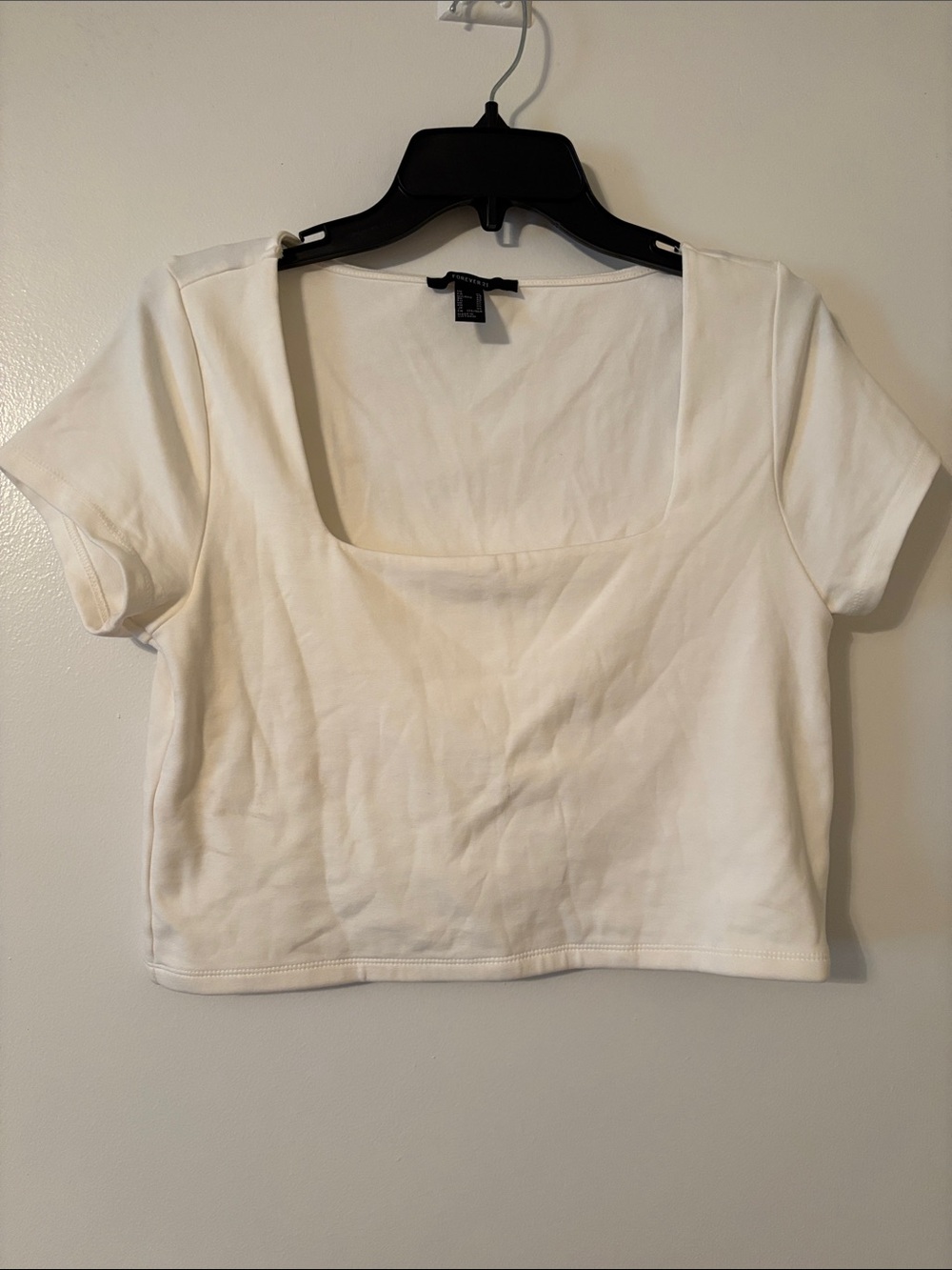 Forever 21 White Square-Neck Crop Top